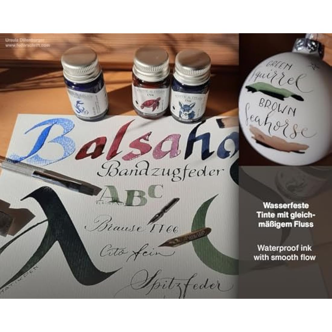 Horizon Octopus Write & Draw Ink Set - Waterproof Calligraphy & Drawing Ink for Fountain Pen, 6 x 10 ml