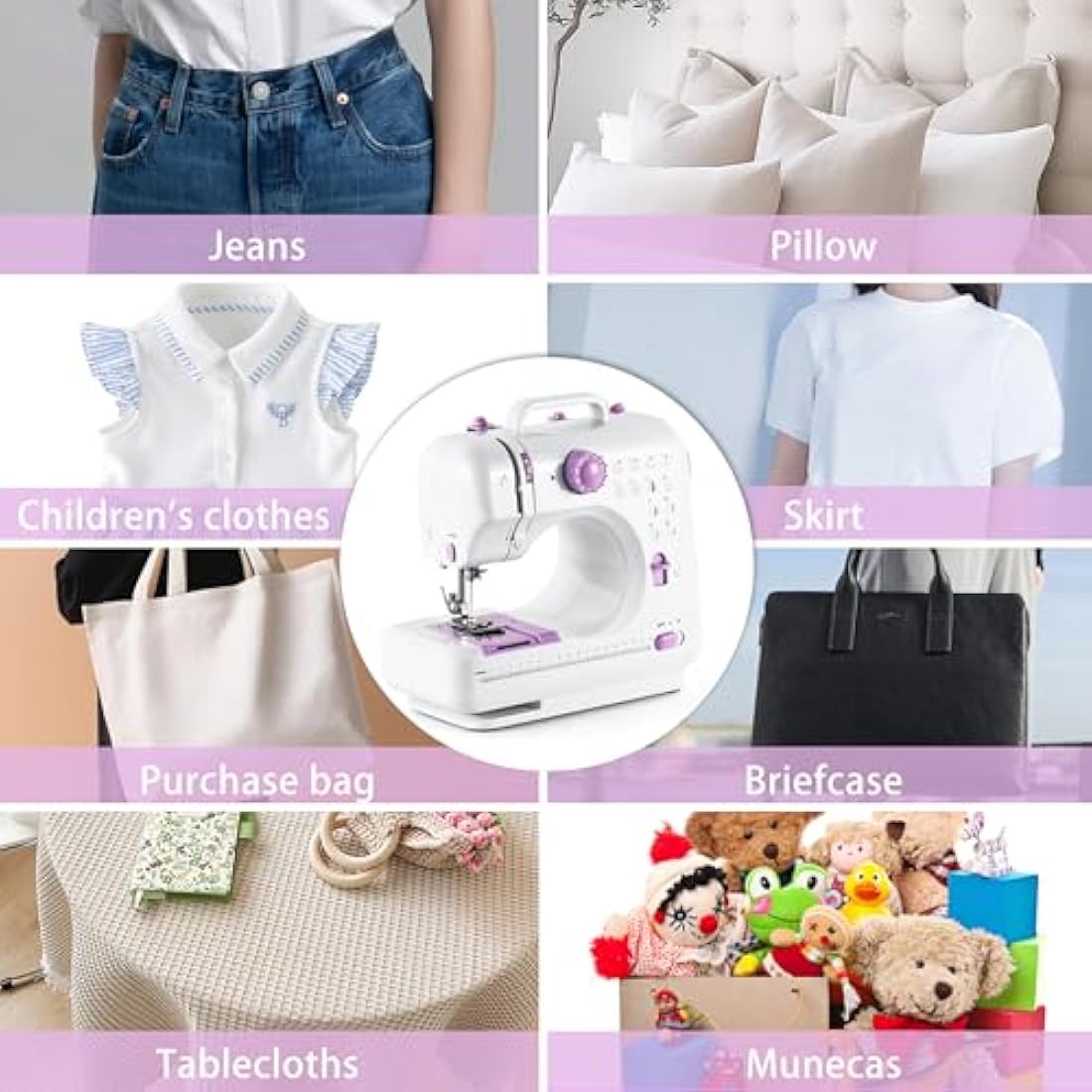 Sewing Machine, Mini Sewing Machine Portable Electric Sewings Machines, 12 Stitches Sewings Machine with LED Light, Sewing Accessory Kit, Ideal for Clothing, Pillowcases, Sheets