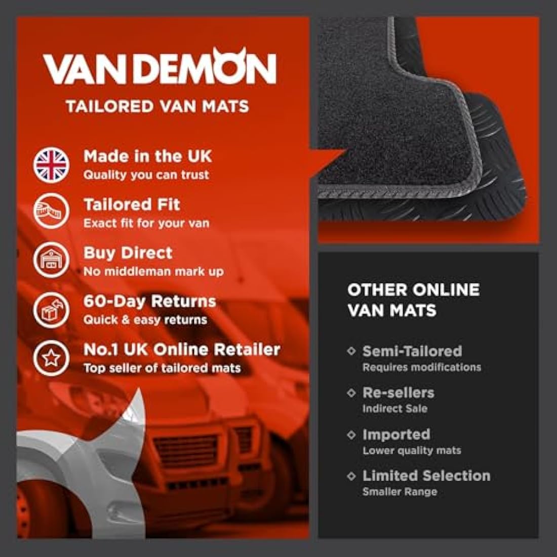 Toyota Hilux (2005-2011) Rubber Van Mats Accessories Tailored Fit Compatible Accessory Waterproof Protection Non-Slip Car Floor Mats 3mm Thick Full Coverage Durable Coverage with Clips