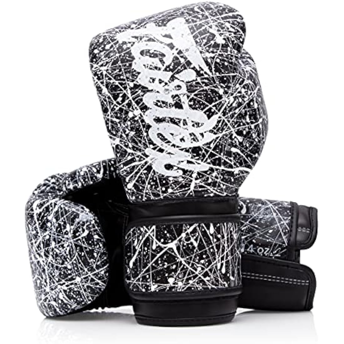 Fairtex Microfibre Boxing Gloves Muay Thai Boxing (BGV14PT - Black/White, 12 oz)