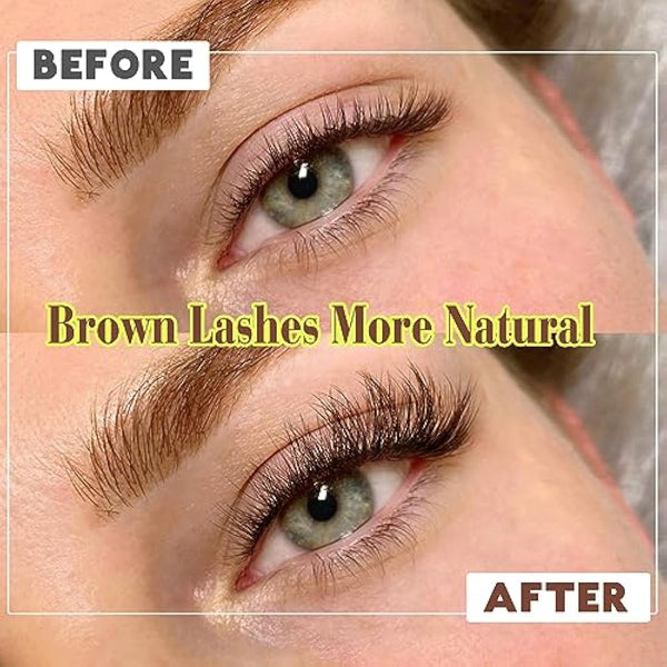 ALICE Brown Lashes False Lashes Natural Look 17mm Eyelashes Cat Eye Faux Mink Lashes with Clear Band Wispy Fake Eyelashes Lash Strips 8 Pairs