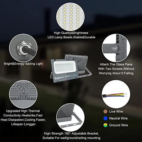 Loyal 600W LED Floodlight, 3000K Warm White 60000LM Outdoor Security Light, IP65 Waterproof Wall Light, Spot Lighting for Garden, Garage, Playground, Patio