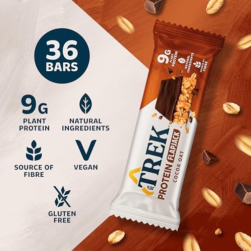 JB's Trek Cocoa Chocolate Flavour Topped Oat Protein Flapjacks, 150 g, Pack of 12