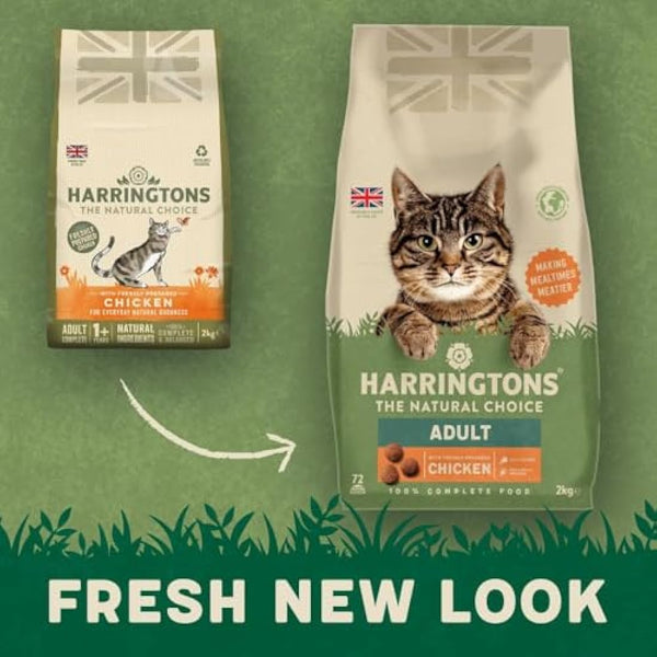 Harringtons Complete Dry Adult Cat Food Chicken 2kg (Pack of 4) - Tasty Natural Goodness
