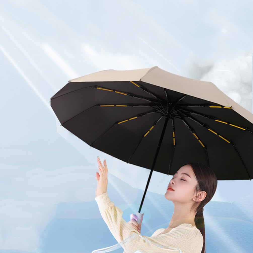 Maibar Umbrella Windproof Strong 24 Ribs Compact Umbrellas Sun UV Protection spf 50 Folding Travel Large Auto Open Close Umbrellas Umbrella (Black)