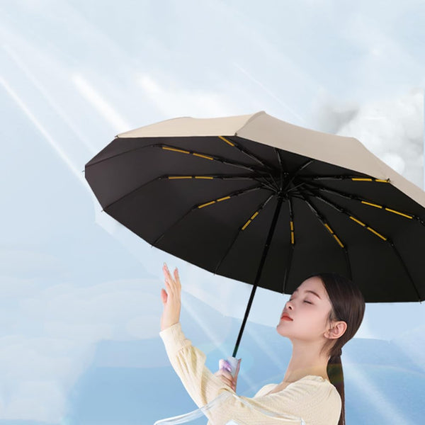 Maibar Umbrella Windproof Strong 24 Ribs Compact Umbrellas Sun UV Protection spf 50 Folding Travel Large Auto Open Close Umbrellas Umbrella (Black)