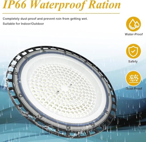 4Pack UFO LED Work Lights - 150W High Bay Garage/Shop Lights (equiv. 600W MH/HPS) - 21000lm, IP66 Waterproof for Barn, Workshop, Warehouse, Factory