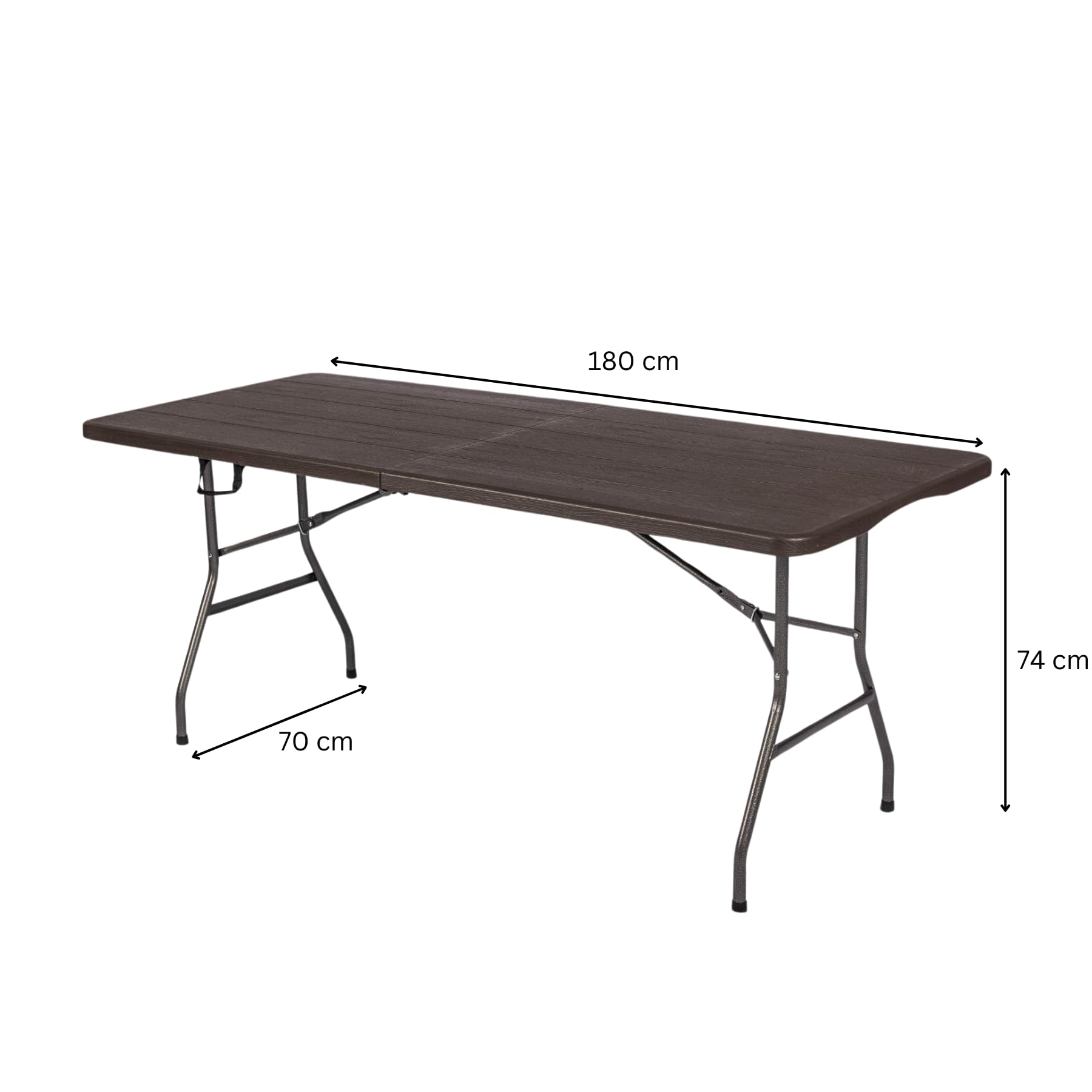 Home Source 6ft Folding Trestle, Carry Handle Heavy Duty Table for Camping Catering BBQ Picnic Party, Brown Wood Effect