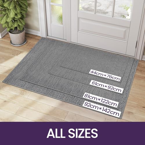 DEXI Door Matts Indoor 61 x 92 cm, Dirt Trapper Doormats Inside with Non Slip Rubber Backing, Low Profile Absorbent Entrance Mat for Muddy Shoes and