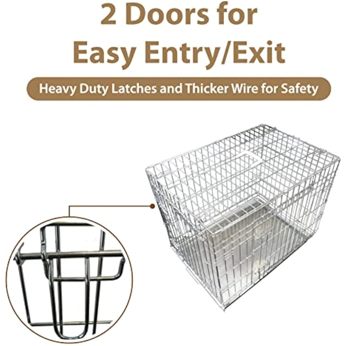 Ellie-Bo Silver Standard XL 42-inch Folding 2-Door Dog Cage/Crate with Metal Tray