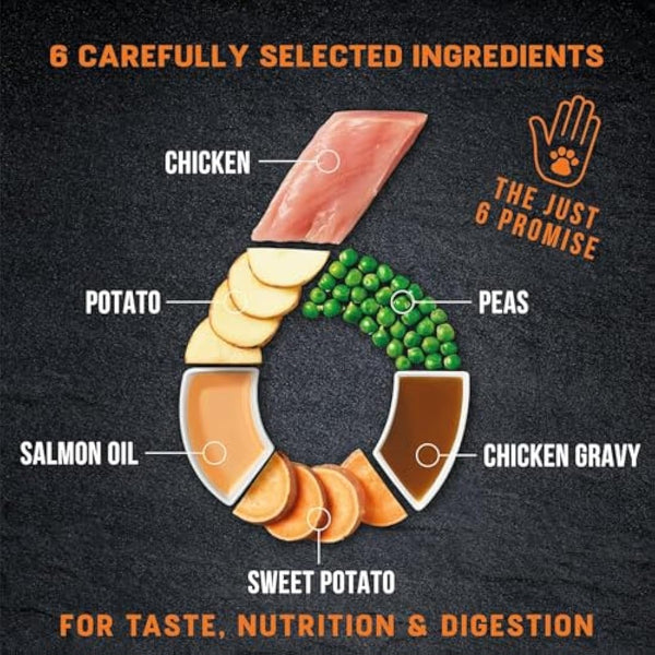 Harringtons Just 6 Complete Grain Free Hypoallergenic Chicken & Veg Dry Adult Dog Food 2kg (Pack of 4) - With Added Fresh Baked Bites