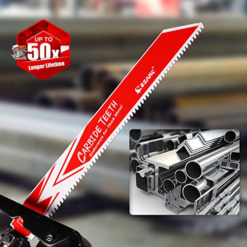 EZARC Carbide Reciprocating Saw Blade R678HM Endurance for Thick Metal, Cast Iron, Alloy Steel 150mm 8TPI, 3-Pack