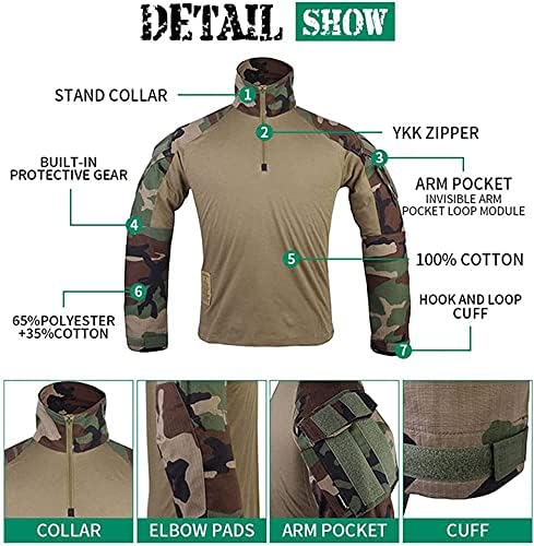 EMERSONGEAR Men's Tactical Shirt,Gen3 Airsoft Combat Army Paintball Quick Dry Long Sleeve BDU T-Shirt Top