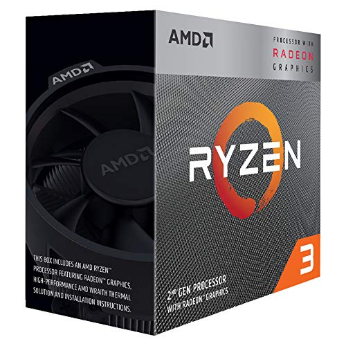 AMD Ryzensets 3 3200G processor (Radeon Vega 8 integrated GPU, 4 cores/4 threads, 65W TDP, AM4 socket, 6MB Cache, up to 4.0 Ghz max boost frequency , wraith stealth cooler)