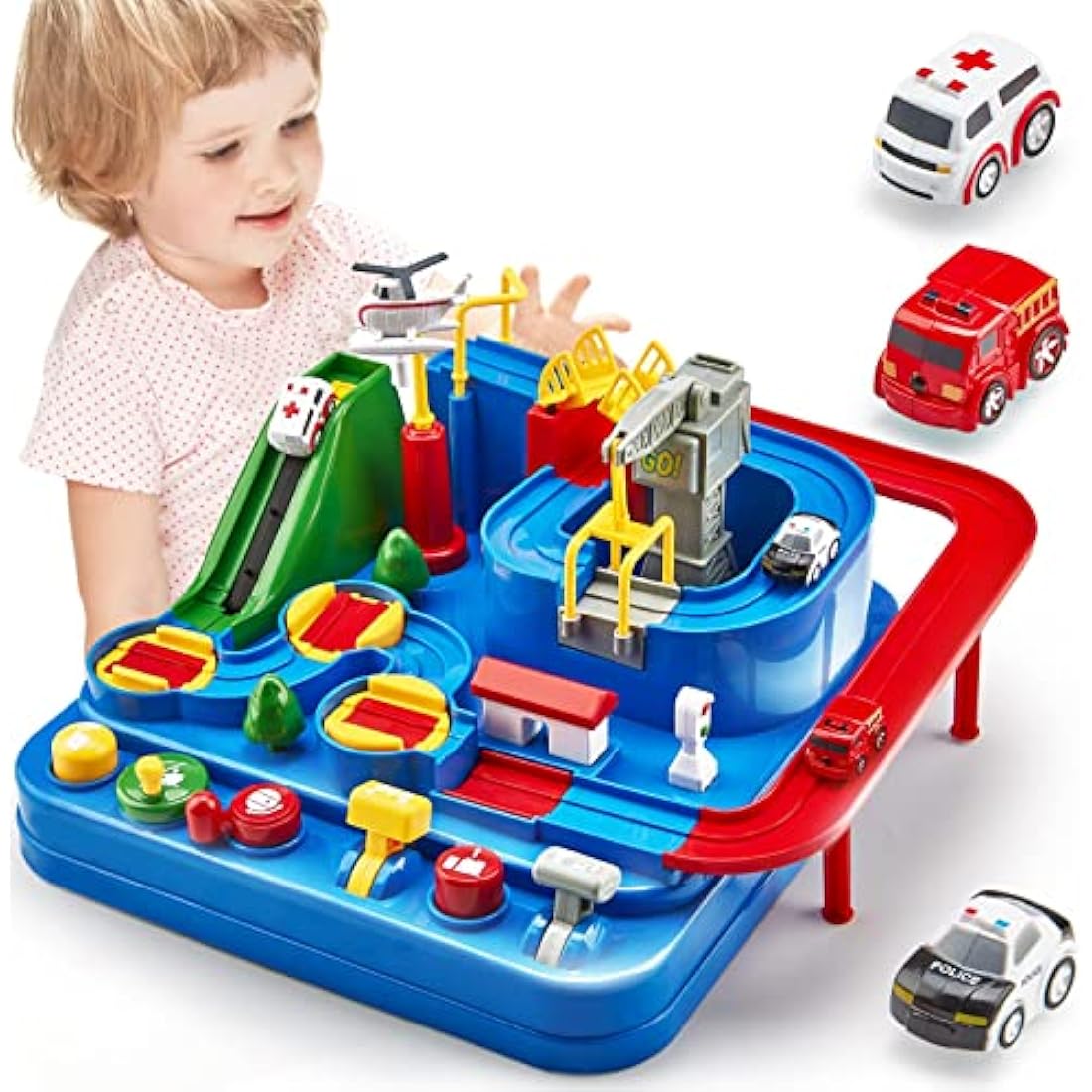 hahaland Kids Toys for 3 Year Old Boys Car Race Track Boys Toys Age 3 4- Large