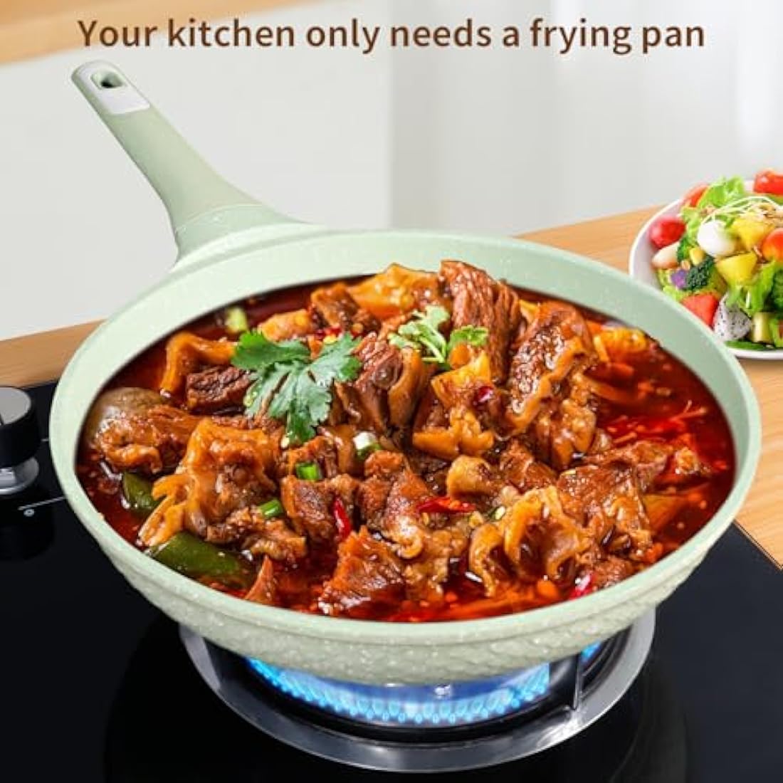 DYGG 20 cm Nonstick Frying Pan with Glass Lid, 100% PFOA/PFAS Free Granite Skillet | Ultra Nonstick Surface for Eggs & Omelettes | Induction Compatible All Stovetops | Oven Safe & Cool-Touch Handle