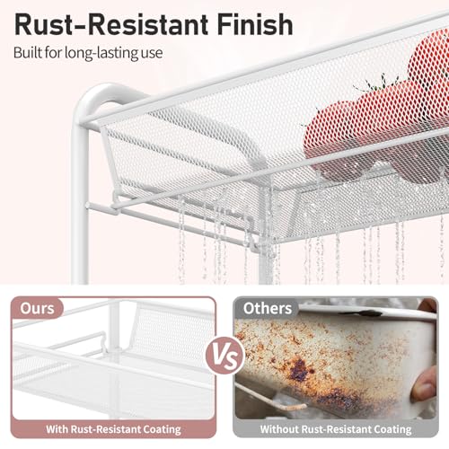 APEXCHASER 4-Tier Rolling Cart,Easy Assemble Mobile Storage Trolley On Wheels,Slide Out Utility Cart Shelving Units Kitchen Bathroom Laundry