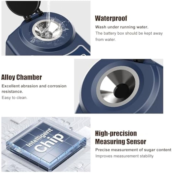 Digital Brix Refractometer, Brix Meter with Automatic Temperature Compensation for Water Samples, Food, Fruits, Beverages, and Crop Sugar Content (0.0-55.0% Brix)