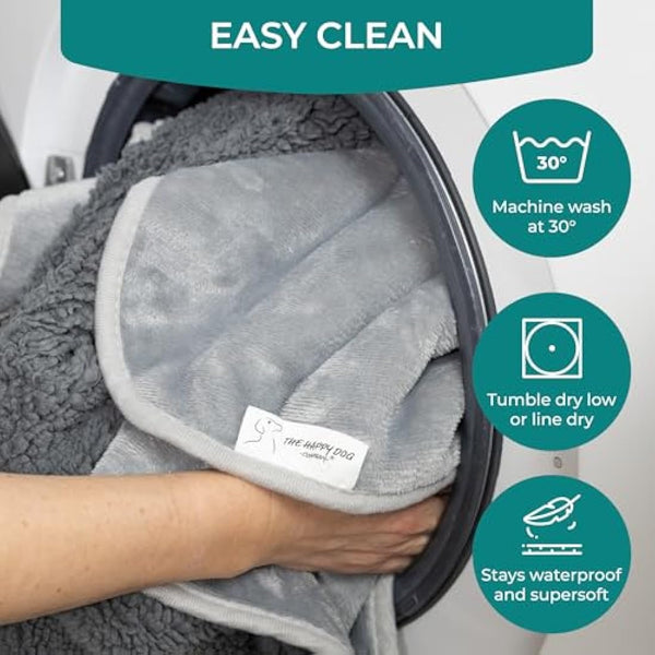 100% Waterproof Dog Blankets for Small & Medium Dogs – Soft Fleece, Washable Pet Throw for Sofa, Car & Furniture Protection, Soft Fluffy Reversible Blanket, 75x100cm, Grey/Grey