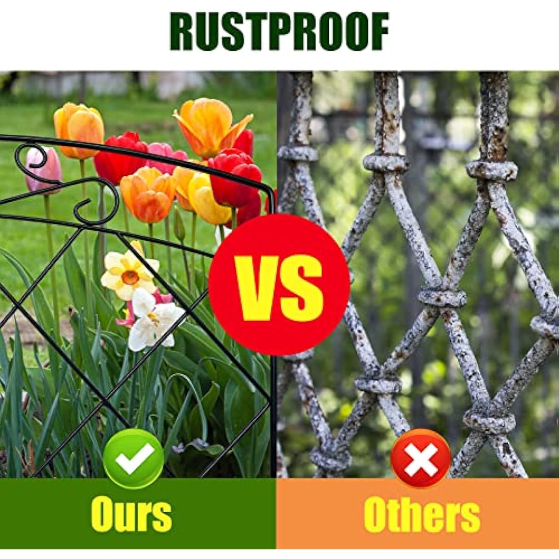 Thealyn Decorative Garden Fence 60cm (H) x 3m (L) Rustproof Metal Fence Panels No Dig Fence for Dogs Yard Patio Animal Barrier Flower Bed