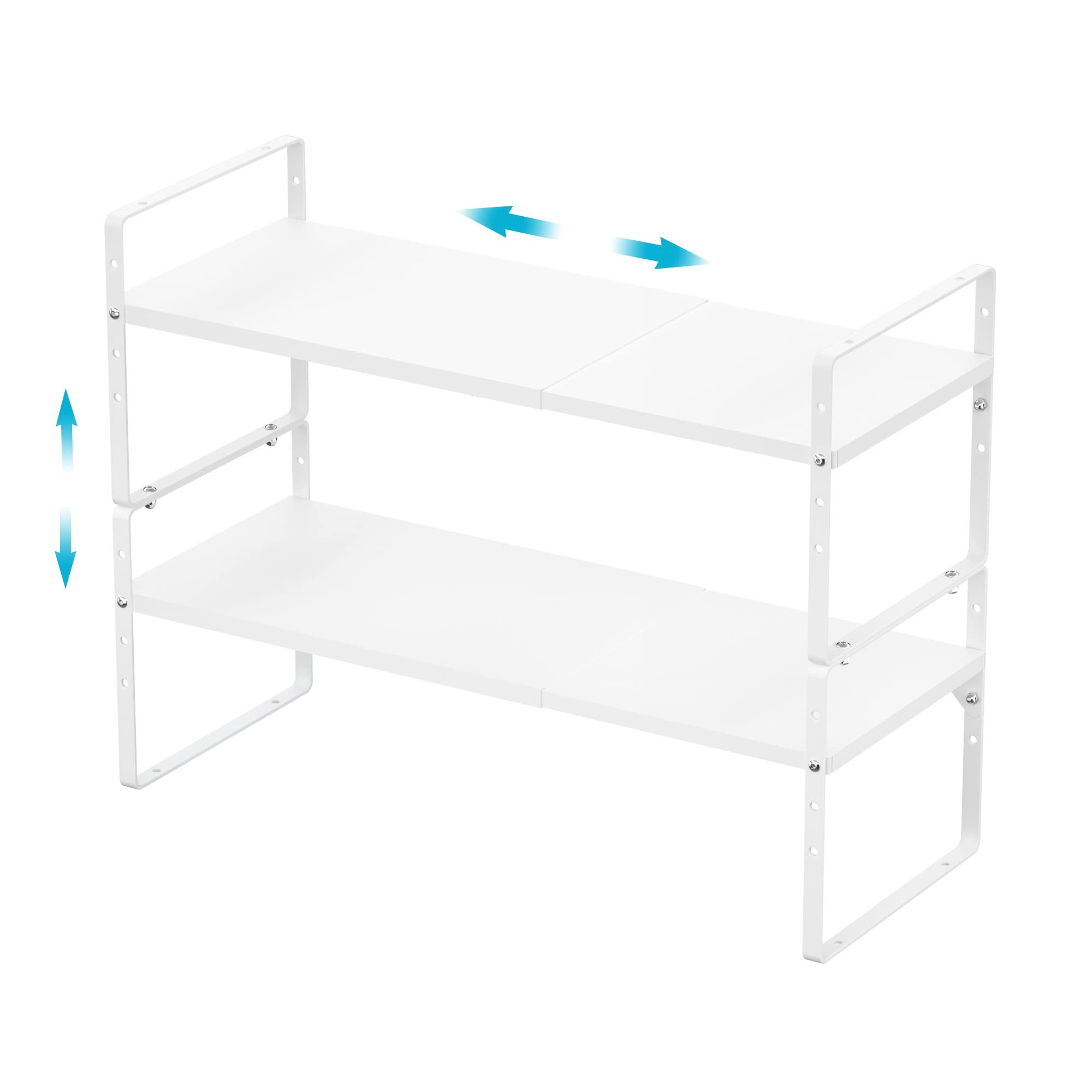 iPEGTOP 2 Pack Expandable Cabinet Storage Shelf Organizer Rack, Heavy Duty Steel Metal Spice Rack Adjustable Height Home Office Pantry Shelf Space for