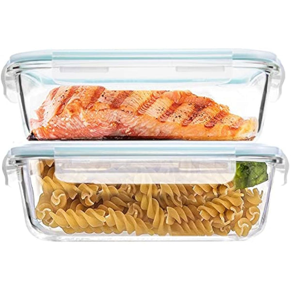 Luvan 1520ML Large Glass Food Storage Containers with Lids, Airtight Glass Meal Prep Containers Set Lunch Box BPA Free & Leak-Proof for Microwave,Oven,Freezer and Dishwasher Safe