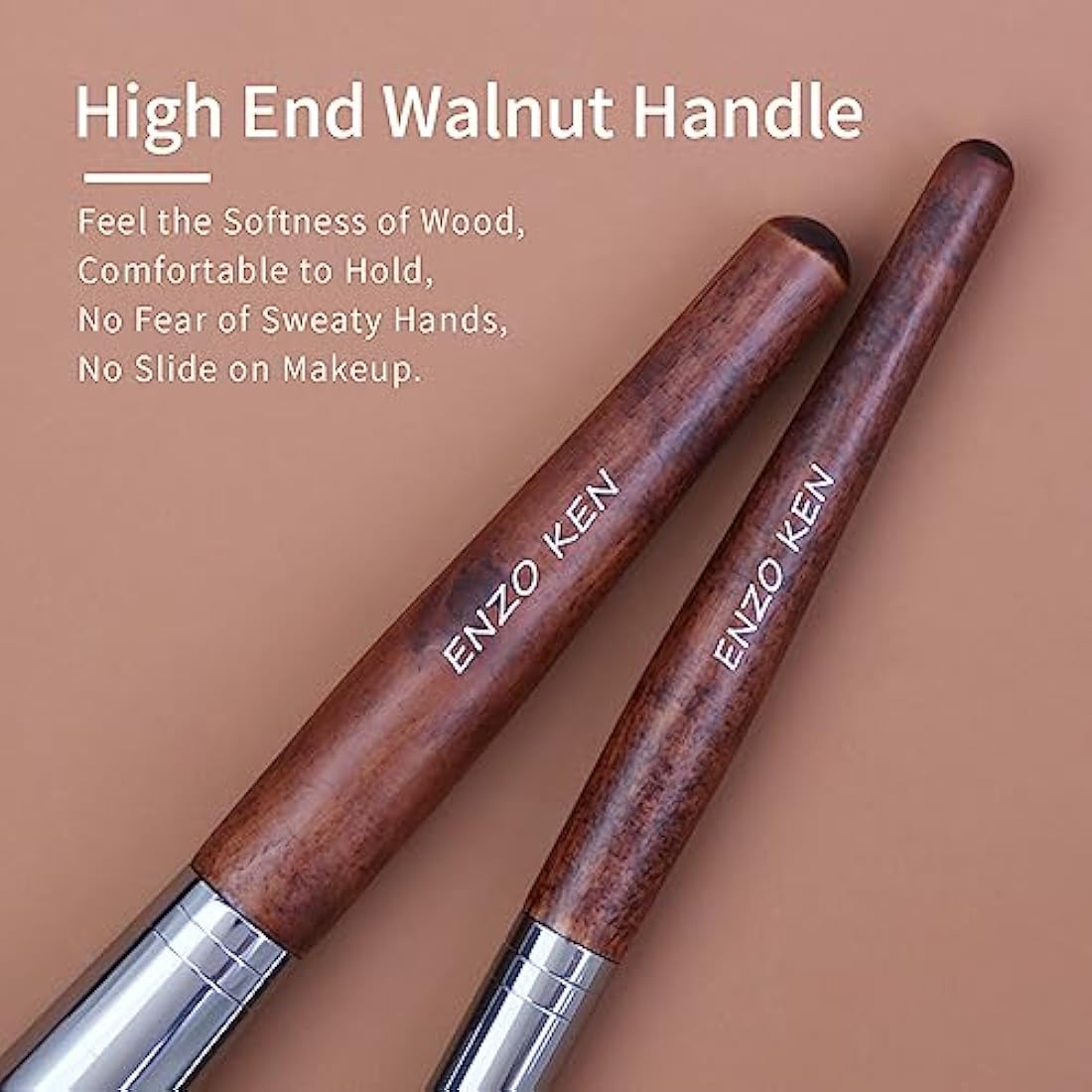 ENZO KEN Natural Hair Makeup Brushes Set Professional, Pony Hair Makeup Brush Set with Case, Cosmetic Brush Natural Bristle, Walnut Make up Brush Set Professional.