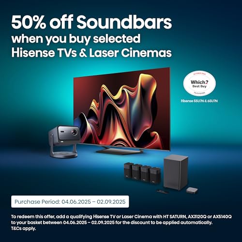 Hisense 55 Inch 4K QLED Smart TV 55E77NQTUK - Quantum Dot Colour, 4K AI Processor, Dolby Vision Atmos, Smooth Motion, Sports Mode, Vidaa OS with Freely, Youtube, Netflix and Disney+ (2024 Model)