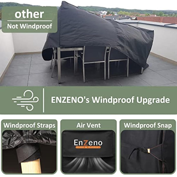 Enzeno Cube Garden Furniture Covers Waterproof with Air Vent, 200X200cm, Oxford Fabric Outdoor Patio Table Covers, Garden Square Chair and Table Rattan Sofa Cover for outside…