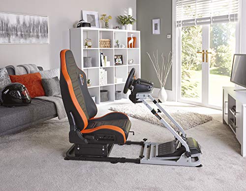 X-Rocker Steering Wheel Stand, Foldable Racing Wheel Stand with Seat Fixing Rod, Adjustable Height, Adjustable Angle, Suitable for Logitech, XBOX, Madcatz, Playstation, Racing Wheel Stand - Black