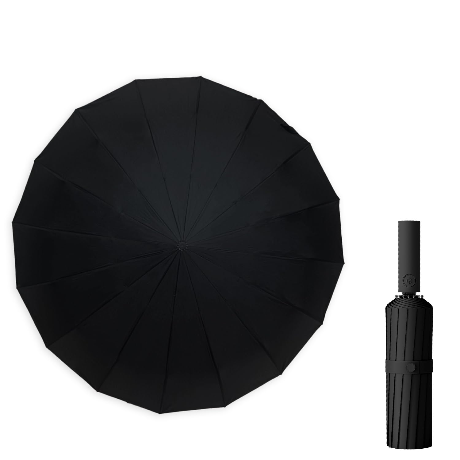 Maibar Umbrella Windproof Strong 24 Ribs Compact Umbrellas Sun UV Protection spf 50 Folding Travel Large Auto Open Close Umbrellas Umbrella (Black)