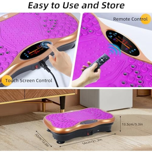 EVOLAND Vibration Plate Exercise Machine, Vibration Fitness Trainer with Bluetooth Speaker, 5 Program Modes, 2 Resistance Bands, Home Exercise Equipment for Fitness Body Toning