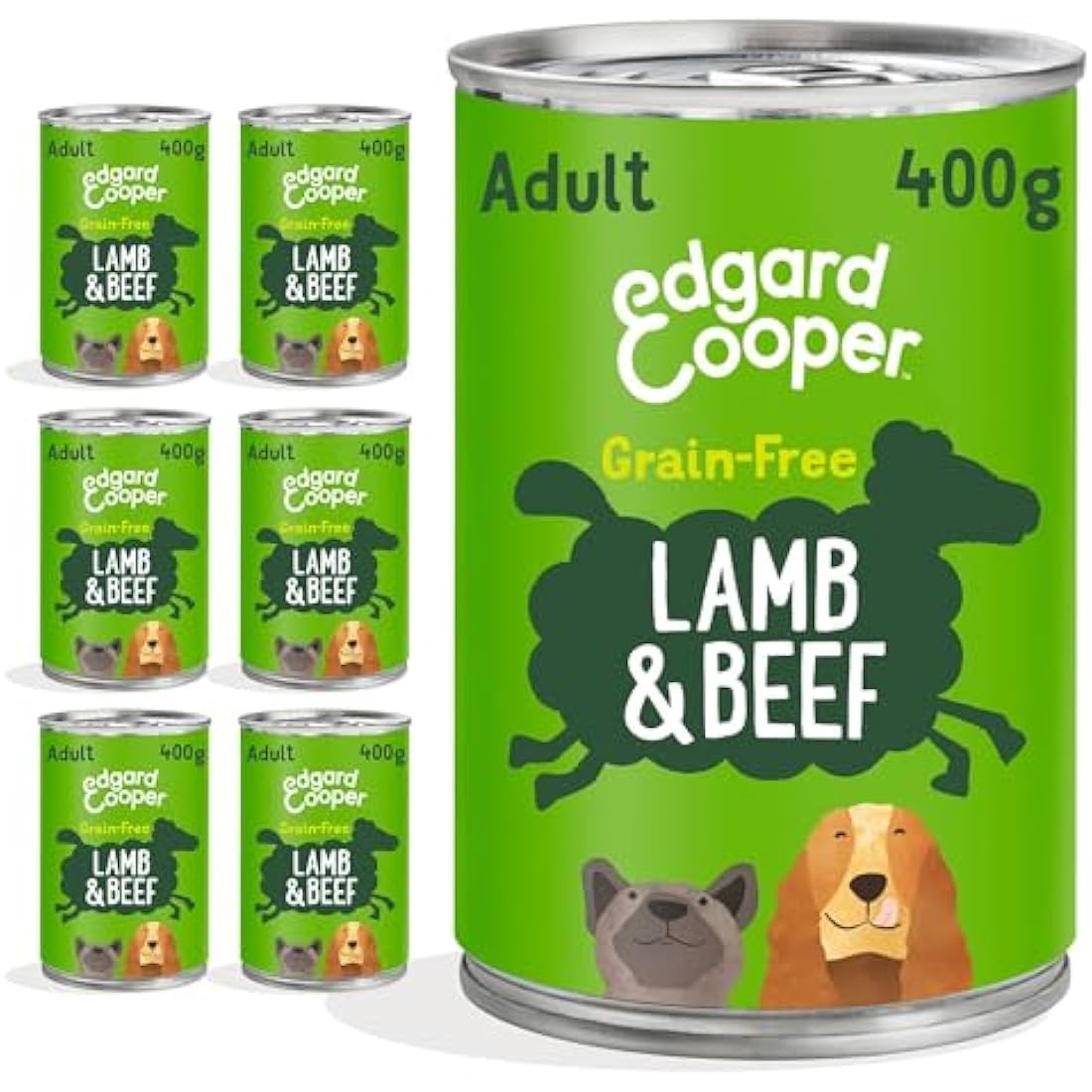 Edgard & Cooper Grain-Free Wet Dog Food in Gravy for Adult Dogs, (Lamb&Beef 6 x 400g), Natural Dogs Food in Tins with Fresh Meat, High Protein, Hypoallergenic, No Added Sugar