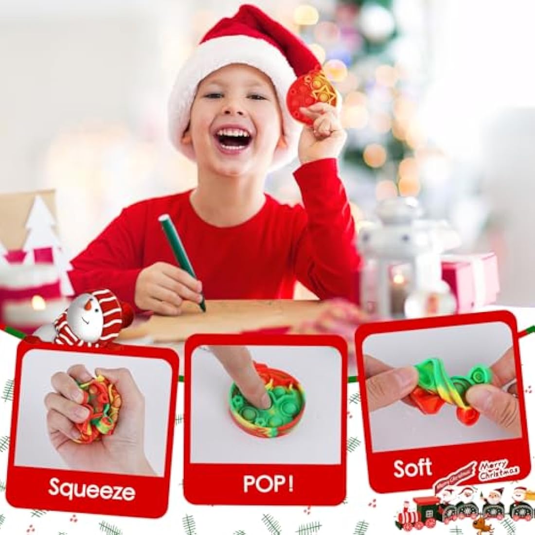 Amyang 24 Pack Christmas Mini Pop Fidget Toy Pack for Kids Girls Boys Toddlers Christmas Stocking Stuffers Party Favors Gifts Stress Relief
