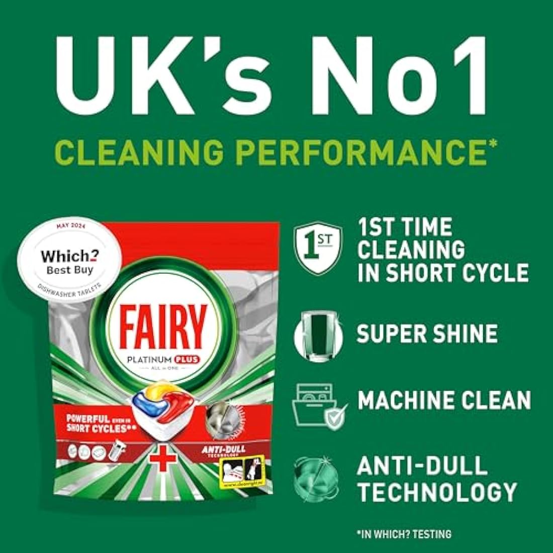 Fairy Platinum Plus All-in-1 108 Dishwasher Tablets, Lemon, Best Cleaning for a Like-New, Fights Grease & Prevents Limescale