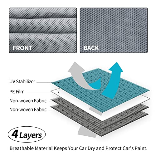 Leader Accessories Full Car Cover Premium 5 Layers Waterproof Breathable Vehicle Cover Universal Fit (Sedan-200"x61"x50",Grey,Outdoor)