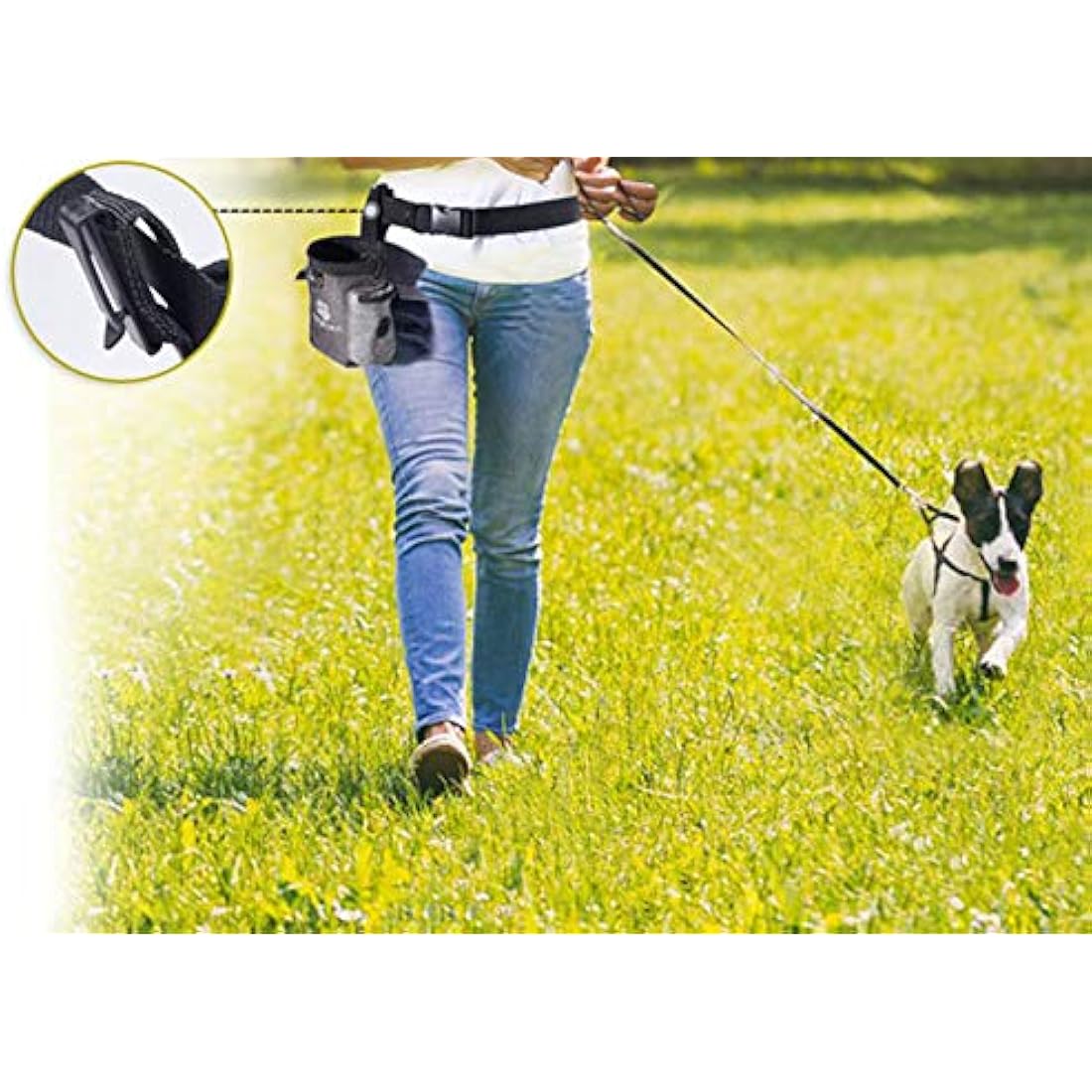 AMZNOVA Dog Treat Bag, Waistband& Belt Clip Free Your Hands to Carry Toys, Kibble and Treats, Lightweight Dog Treat Pouch Bag with Poop Bag Dispenser, Heather Coffee