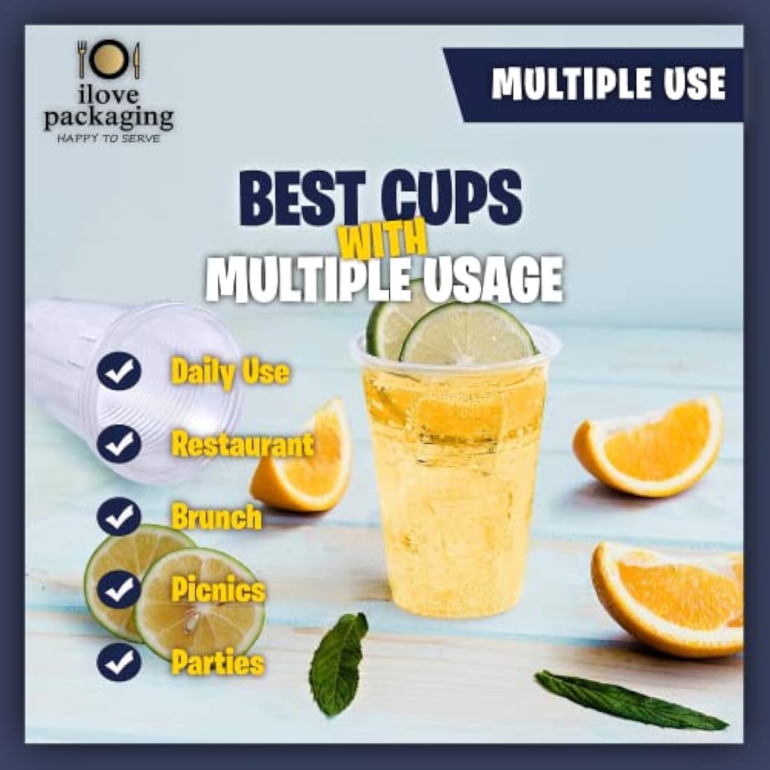 ilovepackaging 500x Plastic Disposable Drink Cups for Water Coolers Camping Travel Parties and Events (500 x 7 Ounce/180 Millilitre Cups) (500 Pack)