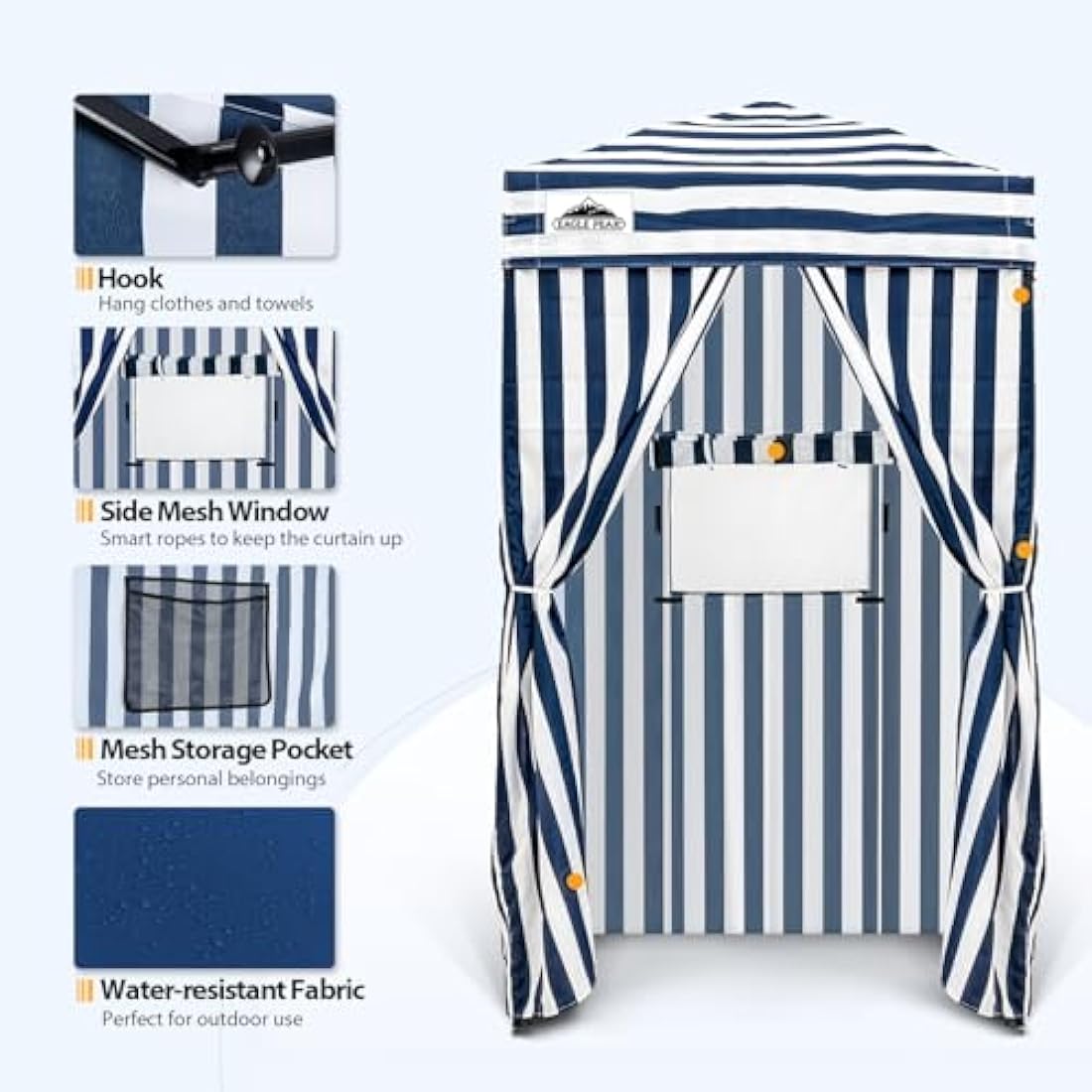 EAGLE PEAK Flex Ultra Compact 1.2m x 1.2m Pop-up Changing Room Canopy, Portable Privacy Cabana for Pool, Fashion Photoshoots, or Camping Blue/White