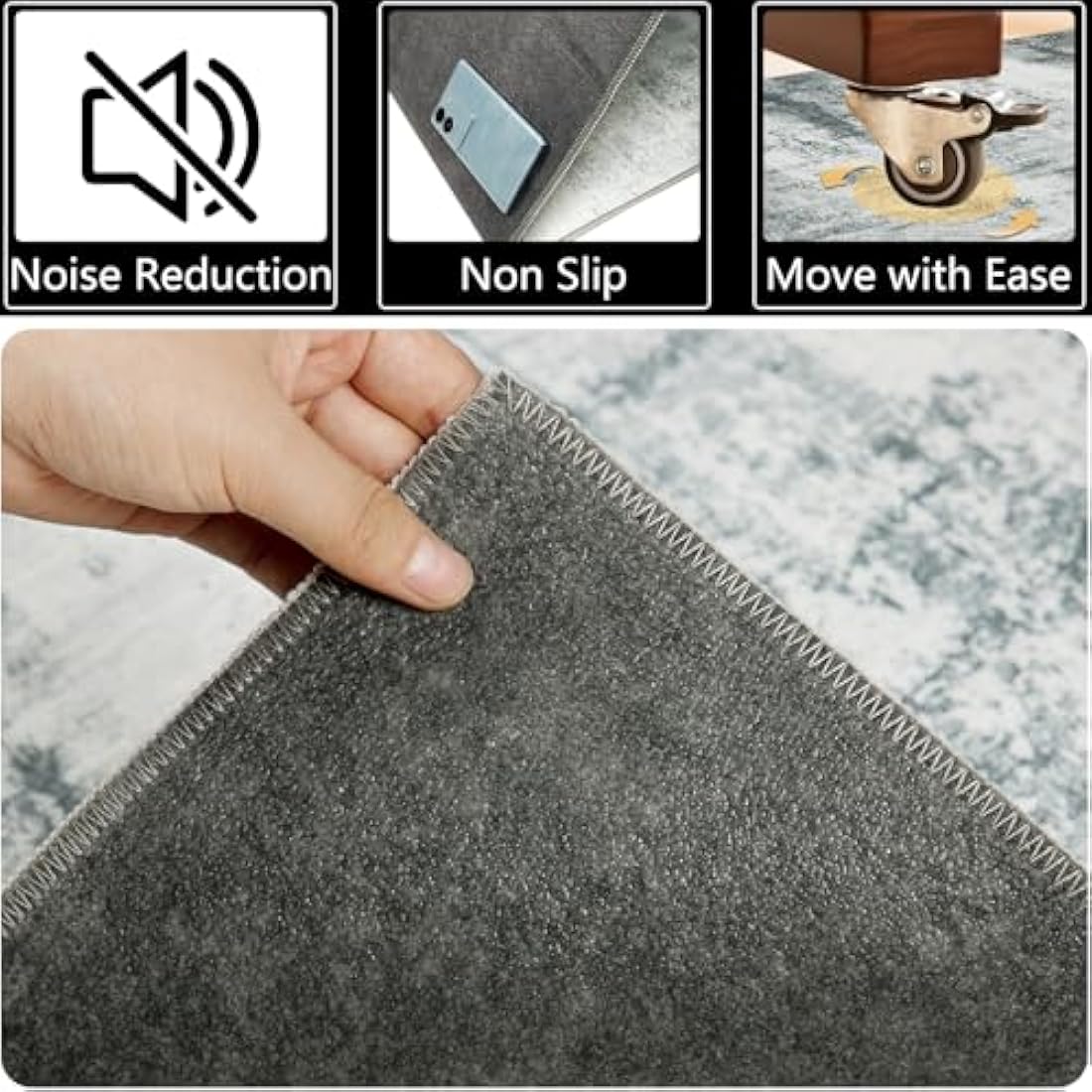 Famibay Office Chair Mat for Hardwood Floor 120x150cm Desk Chair Mat Large Grey Office Chair Floor Protector Mat Rubber for Hard Wooden Tile Floors Anti Skidding Washable
