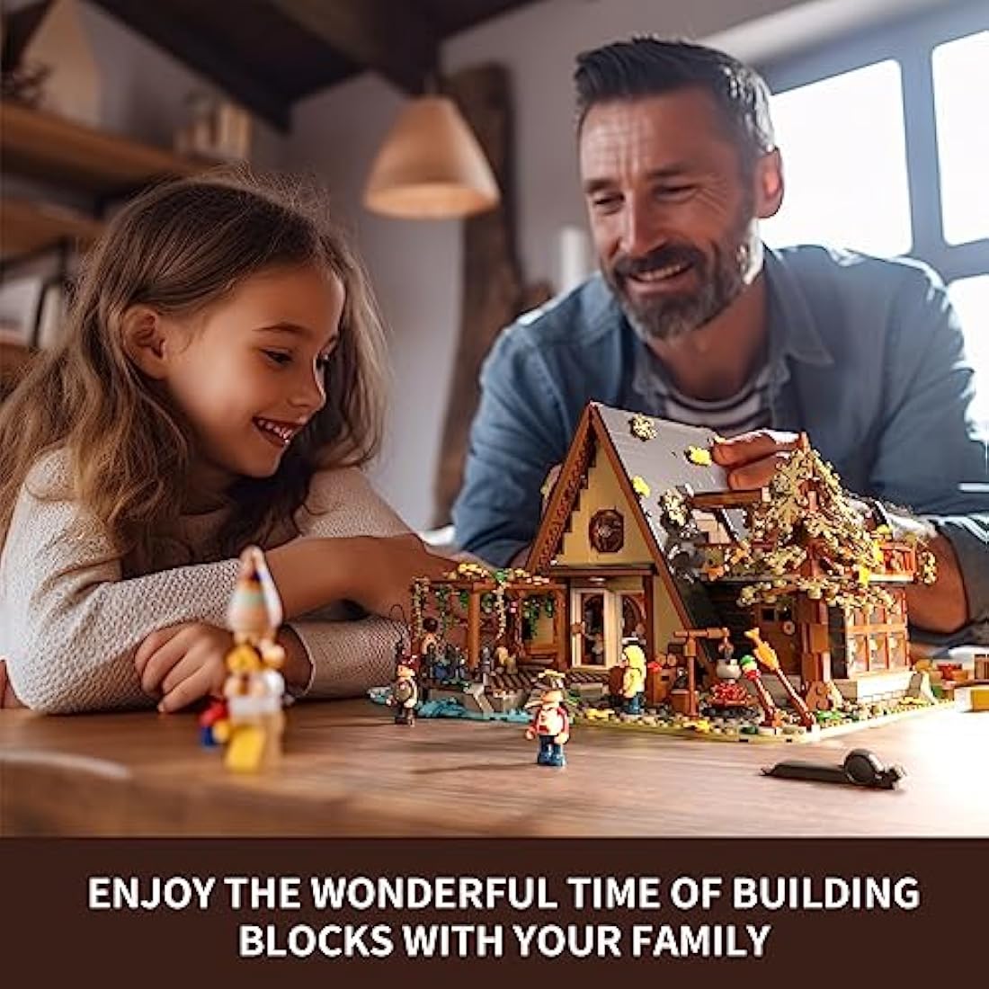 FUNWHOLE A-Frame Cabin Lighting Building Bricks Set – 2061 PCS Creative Nature Retreat Construction Model with LED Light for Adults & Teens | Alpine Chalet Style, Camping & Story Details