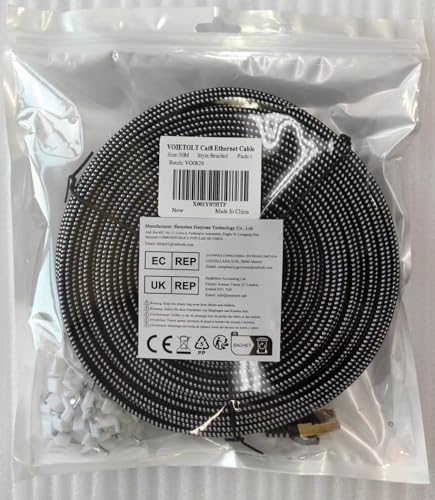 VOIETOLT Cat 8 Ethernet Cable 10M, High-Speed 40Gbps/2000Mhz Flat Braided Internet Cable, Gigabit STP RJ45 Network Cable Compatible for PS4/5, for Modem, PC/Laptop