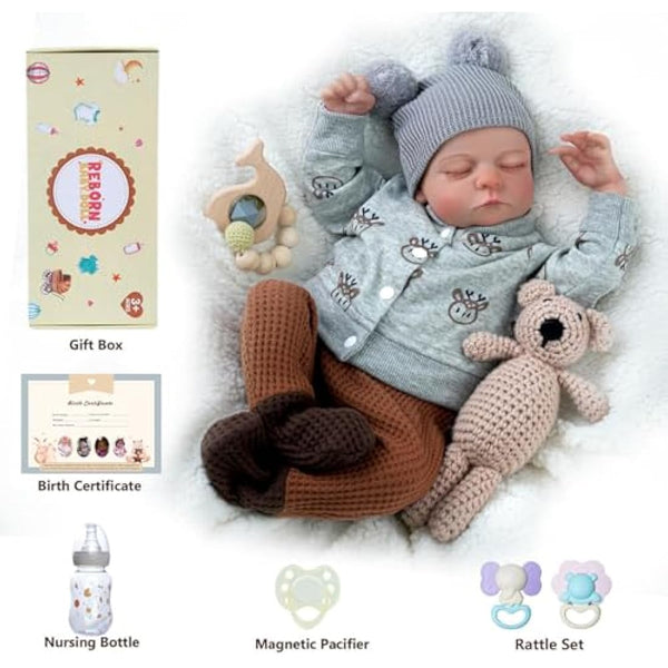 JIZHI Reborn Baby Dolls Boy - 17-Inch Realistic Lifelike Newborn Full Body Vin-yl - Real Life Babies with Accessories for Kids Age 3+