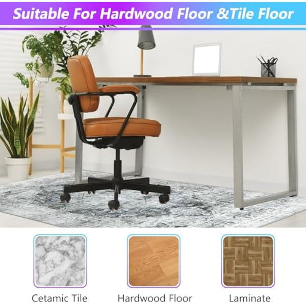 Homcomodar Office Chair Mat for Hardwood Floor 120x150cm Grey, Computer Desk Chair Mat for Hard Floor, Chair Floor Protection Mat Non Slip Rubber Mats for Home Office Chair