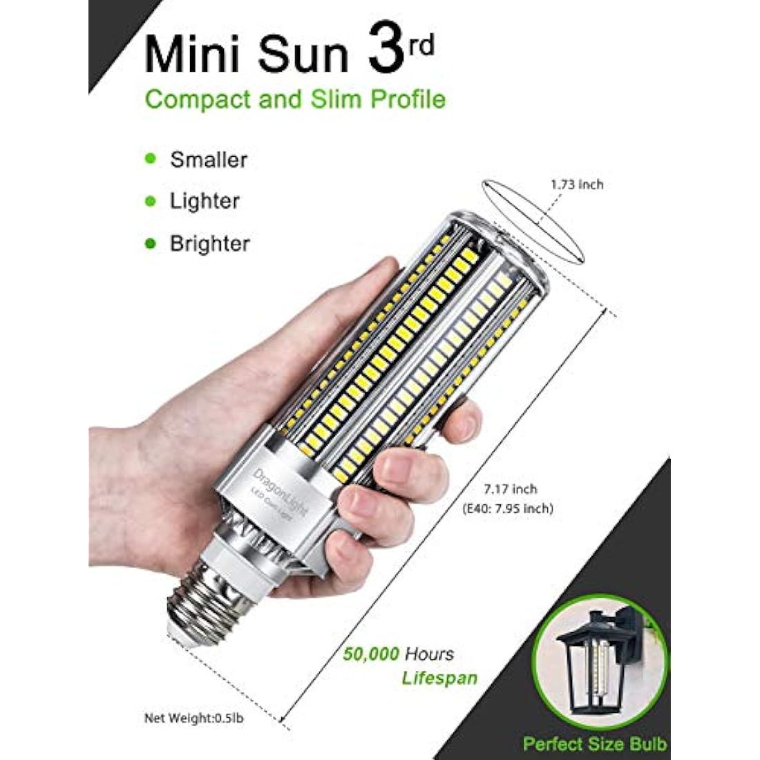 54W Super Bright Corn LED Light Bulb(400 Watt Equivalent) - E27/E40 Large Base LED Bulb - 6000K Daylight 6200 Lumens for Large Area Commercial Ceiling Lighting - Garage Warehouse Barn