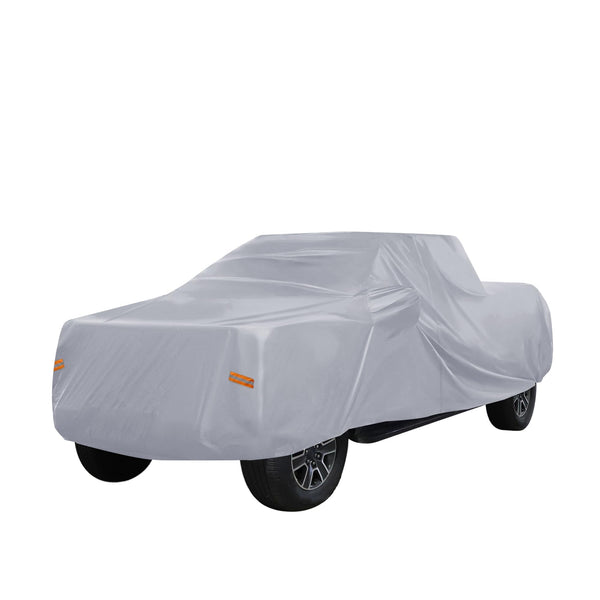 X AUTOHAUX All-Weather Pickup Truck Cover for Toyota Tacoma Crew Cab Pickup 4 Door 6.1 Feet Bed (2005-2021) - Waterproof, UV-Resistant, and Windproof with Left Door Zipper, 190T PU Material