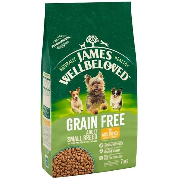 James Wellbeloved Adult Grain-Free Small Breed Turkey 7.5 kg Bag, Hypoallergenic Dry Dog Food
