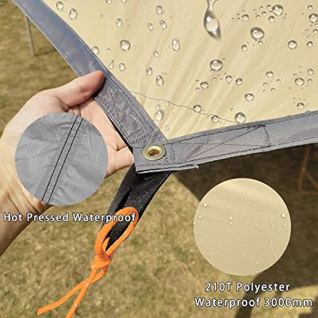 5m X 5m Large Camping Tarps Waterproof Hammock Rain Fly Multipurpose Hexagon Tarpaulin Shelter Tent Groundsheet Outdoor Tarp Awning Canopy （Without Pole）