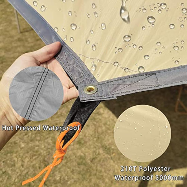 5m X 5m Large Camping Tarps Waterproof Hammock Rain Fly Multipurpose Hexagon Tarpaulin Shelter Tent Groundsheet Outdoor Tarp Awning Canopy （Without Pole）