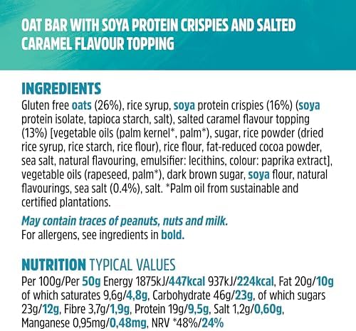 JB's Trek High Protein Flapjack Salted Caramel - Gluten Free - Plant Based - Vegan Snack - 50g X 36 Bars